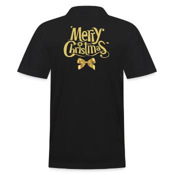 Frohe Weihnachten, Frohe Weihnachten, Frohe Feiertage - Männer Poloshirt - Schwarz - Hinten - Kai (181cm)