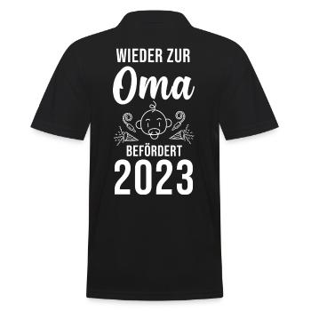 Großmutter 2023 Schwanger Werdende Oma - Männer Poloshirt - Schwarz - Hinten - Kai (181cm)