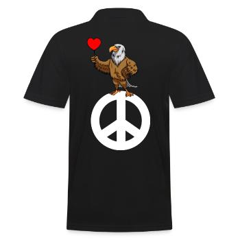 Weißkopfseeadler Peace Frieden Weltfrieden - Männer Poloshirt - Schwarz - Hinten - Kai (181cm)