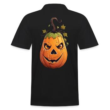 Lustiger Halloween Kürbis Kinderdesign - Männer Poloshirt - Schwarz - Hinten - Kai (181cm)