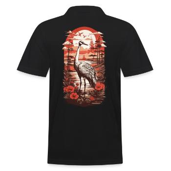 Grue vintage Japon Elegance Bird Retro Design - Polo Homme - noir - Dos - Kai (181cm)