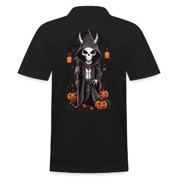 Halloween Skelett Druide Magie - Männer Poloshirt - Schwarz - Hinten - Kai (181cm)