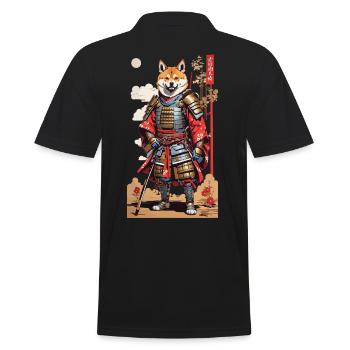 Samurai Shiba Hund Retro Japan Kunst Design - Männer Poloshirt - Schwarz - Hinten - Kai (181cm)