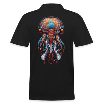 Qualle Meer Mandala Meditation Spiritualität - Männer Poloshirt - Schwarz - Hinten - Kai (181cm)
