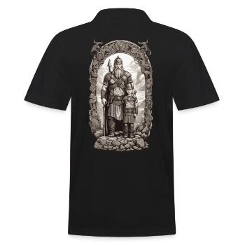 Wikinger Vater & Sohn Krieger Vatertag Design - Männer Poloshirt - Schwarz - Hinten - Kai (181cm)