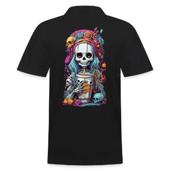 Goth Girl Skeleton Potion of Darkness - Men's Polo Shirt - black - Back - Kai (181cm)