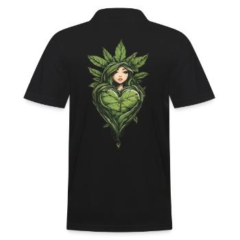 Heart For Plants Streetwear Hemp Leaf Design - Men's Polo Shirt - black - Back - Kai (181cm)