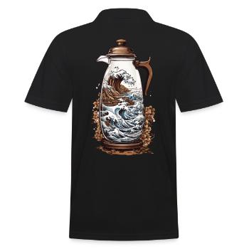 Japonais Café Esthétique Style Streetwear - Polo Homme - noir - Dos - Kai (181cm)