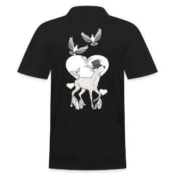 Hirsch Vintage Retro Old School Fantasy Wildtiere - Männer Poloshirt - Schwarz - Hinten - Kai (181cm)