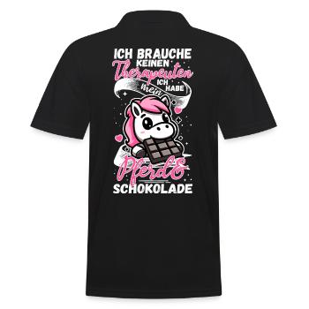 Funny Horse Saying Therapist Horse - Men's Polo Shirt - black - Back - Kai (181cm)