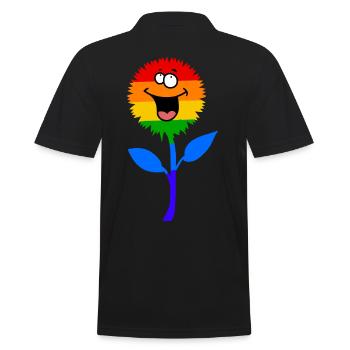 Gay Blume Regenbogenfahne Schwul Lesbisch - Männer Poloshirt - Schwarz - Hinten - Kai (181cm)