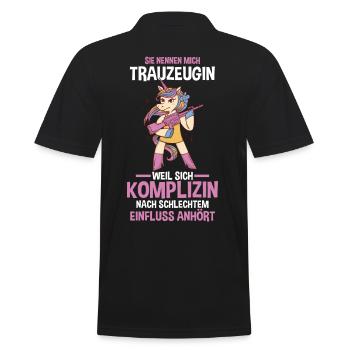 Trauzeugin - Männer Poloshirt - Schwarz - Hinten - Kai (181cm)