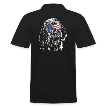 Spinone Italiano America Flag Dogs Wilsigns - Men's Polo Shirt - black - Back - Kai (181cm)