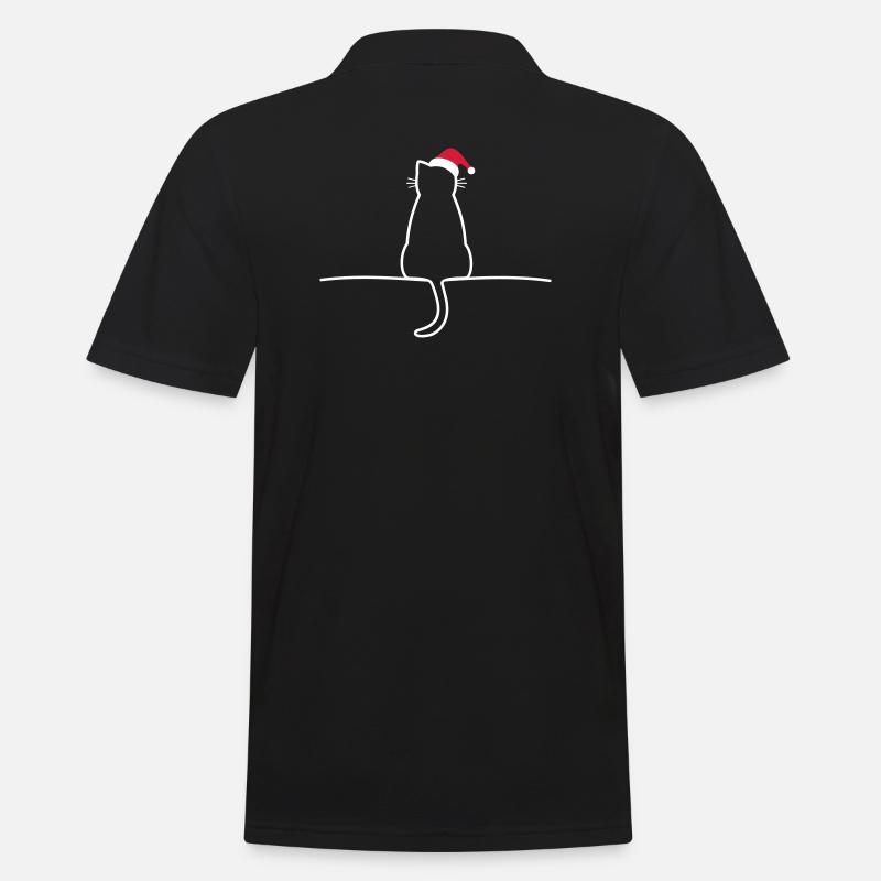 Chat noël cadeau noël chat - Polo Homme - noir