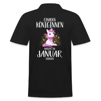 EINHORN KÖNIGINNEN WERDEN IM JANUAR GEBOREN - Männer Poloshirt - Schwarz - Hinten - Kai (181cm)