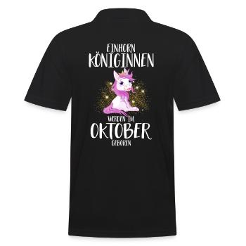 EINHORN KÖNIGINNEN WERDEN IM OKTOBER GEBOREN - Männer Poloshirt - Schwarz - Hinten - Kai (181cm)