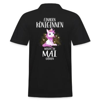 EINHORN KÖNIGINNEN WERDEN IM MAI GEBOREN - Männer Poloshirt - Schwarz - Hinten - Kai (181cm)
