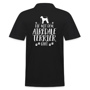 DIE MIT AIREDALE TERRIER GEHT Wilsigns Hundespruch - Männer Poloshirt - Schwarz - Hinten - Kai (181cm)
