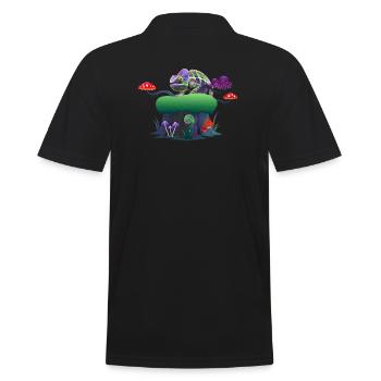 Neon Chameleon on Mushroom Rock - Men's Polo Shirt - black - Back - Kai (181cm)