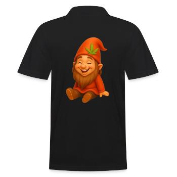 Knuffiger Zwerg goldig lachend - Männer Poloshirt - Schwarz - Hinten - Kai (181cm)