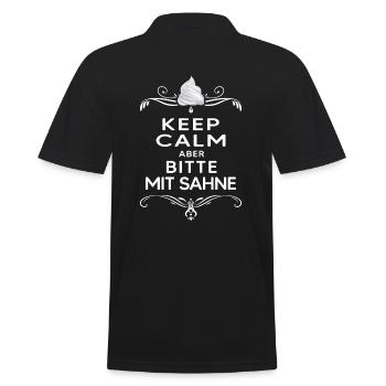 lunch break "keep calm but please with cream"chill - Men's Polo Shirt - black - Back - Kai (181cm)