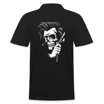 Rockabilly - Psychobilly 50s Hipster Skull - Männer Poloshirt - Schwarz - Hinten - Kai (181cm)