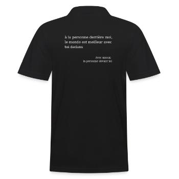 Wohlwollende Botschaft: Positive Liebe - Männer Poloshirt - Schwarz - Hinten - Kai (181cm)