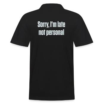 Entschuldigung, dass ich zu spät bin. Nicht persönlich, ADHS, neurodivergent. - Männer Poloshirt - Schwarz - Hinten - Kai (181cm)