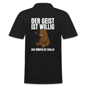 Der Geist Ist Willig Der Körper Chillig Bär - Männer Poloshirt - Schwarz - Hinten - Kai (181cm)
