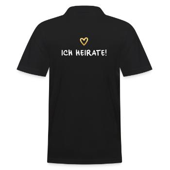 Ich heirate Herz gold Hochzeit Geschenk - Männer Poloshirt - Schwarz - Hinten - Kai (181cm)