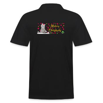 Kultiger Wolf Weihnachten, MÄHrry Christmähs Stern - Männer Poloshirt - Schwarz - Hinten - Kai (181cm)