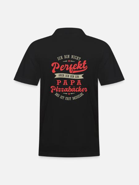 Papa Pizzabäcker - Männer Poloshirt - Schwarz