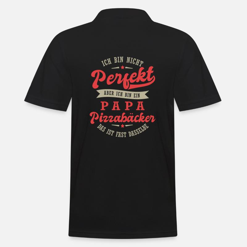 Papa Pizzabäcker - Männer Poloshirt - Schwarz