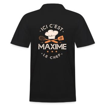 Maxime Chef Ici c est maximei le chef cuisinier - Polo Homme - noir - Dos - Kai (181cm)