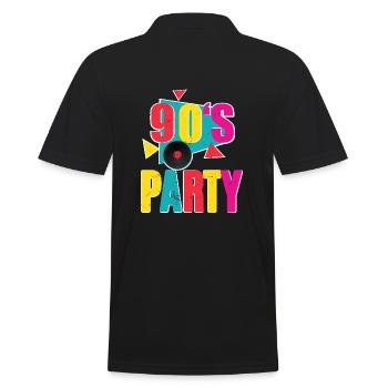 90s Party - Männer Poloshirt - Schwarz - Hinten - Kai (181cm)