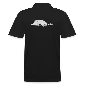 SHS Logo hellgrau - Männer Poloshirt - Schwarz - Hinten - Kai (181cm)