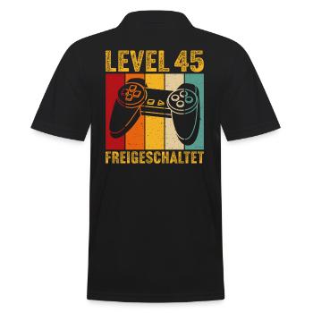 45.Geburtstag - 45 jahre level 45 freigeschaltet - Männer Poloshirt - Schwarz - Hinten - Kai (181cm)