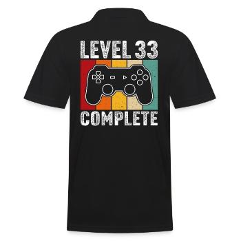 33.Geburtstag - 33 Jahre Gamer Level 33 complete - Männer Poloshirt - Schwarz - Hinten - Kai (181cm)