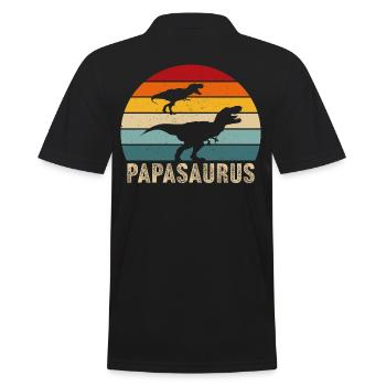 Vater papa papasaurus retro vintage vatertag - Männer Poloshirt - Schwarz - Hinten - Kai (181cm)