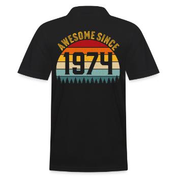 Awesome since 1974 retro t-shirt 1974 - Männer Poloshirt - Schwarz - Hinten - Kai (181cm)