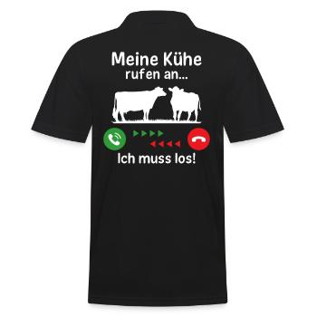 meine kühe rufen an ich muss los - Männer Poloshirt - Schwarz - Hinten - Kai (181cm)