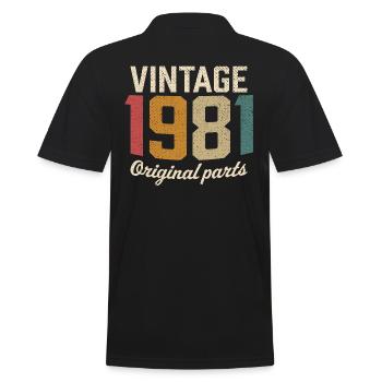 Vintage 1981 original parts retro t-shirt 1981 - Männer Poloshirt - Schwarz - Hinten - Kai (181cm)