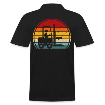 Forklift retro t-shirt forklift driver - Men's Polo Shirt - black - Back - Kai (181cm)