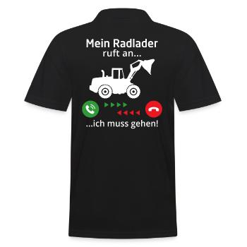 Mein radlader ruft an ... ich muss gehen - Männer Poloshirt - Schwarz - Hinten - Kai (181cm)