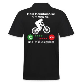 Mein Mountainbike ruft mich an - Männer Poloshirt - Schwarz - Hinten - Kai (181cm)