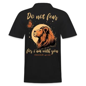 Lion, Butterfly, Bible Verse, Christian - Men's Polo Shirt - black - Back - Kai (181cm)