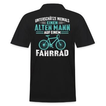 Alten mann auf einem fahrrad - Männer Poloshirt - Schwarz - Hinten - Kai (181cm)