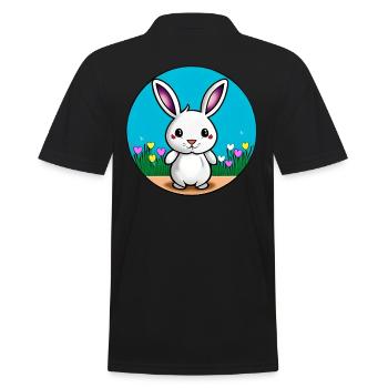 Kleiner Hase Osterhase - Männer Poloshirt - Schwarz - Hinten - Kai (181cm)
