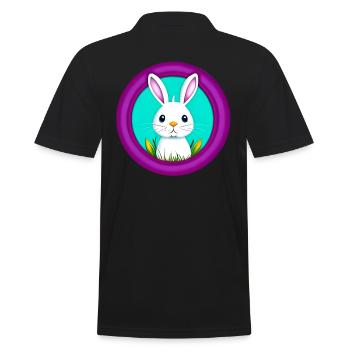 Rabbit White Purple Easter - Men's Polo Shirt - black - Back - Kai (181cm)
