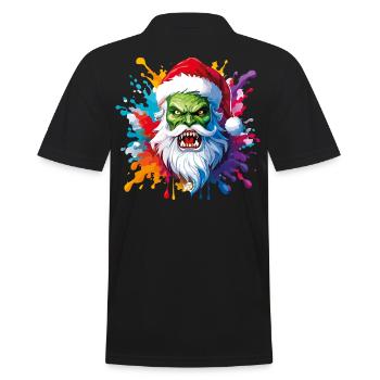 12 Zombie Screaming Santa Claus Paint Drops - Men's Polo Shirt - black - Back - Kai (181cm)